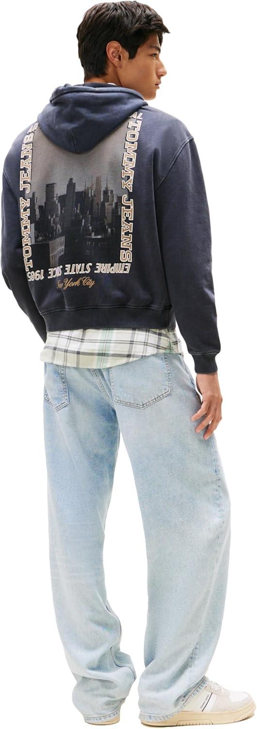 imageTommy Jeans Mens Medium Weight Hoodie Sweatshirt with Printed Photo GraphicBlack