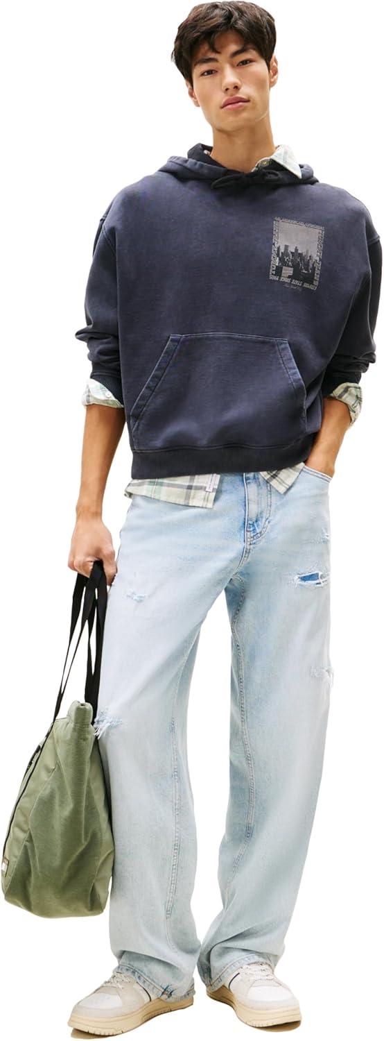 imageTommy Jeans Mens Medium Weight Hoodie Sweatshirt with Printed Photo GraphicBlack