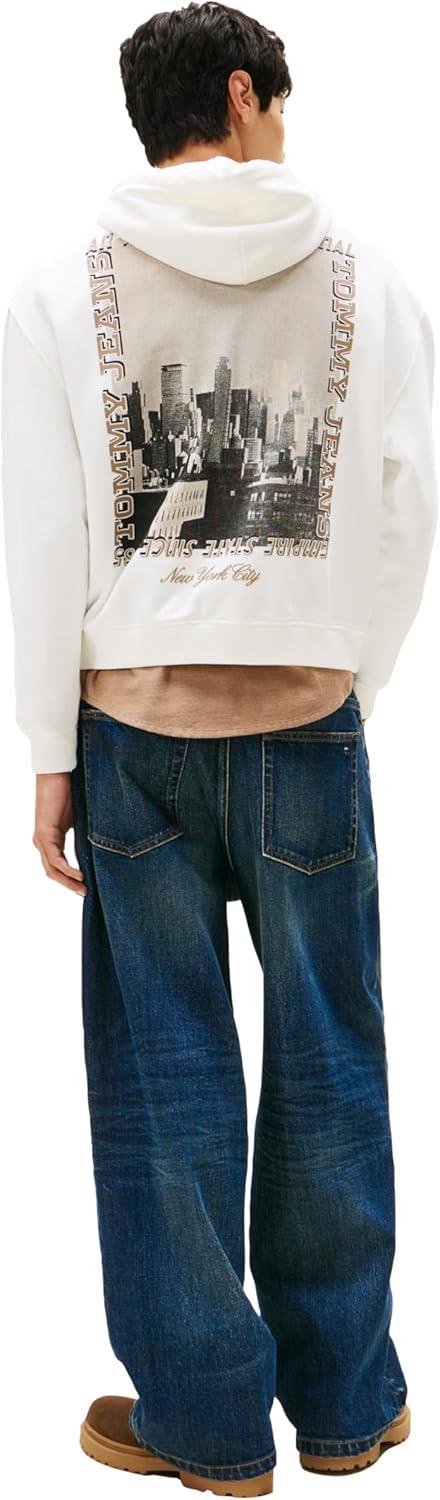 imageTommy Jeans Mens Medium Weight Hoodie Sweatshirt with Printed Photo GraphicEcru