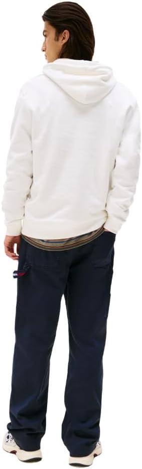 imageTommy Jeans Mens Medium Weight Hoodie Sweatshirt with Printed TwoTone LogoEcru
