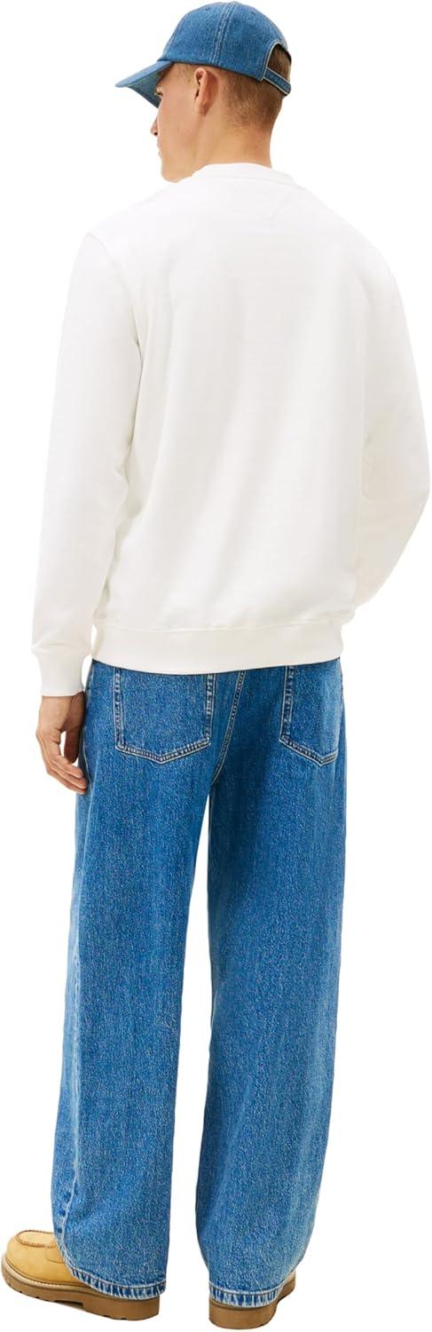 imageTommy Jeans mens Medium Weight Crewneck Sweatshirt With Embroidered Archival LogoEcru