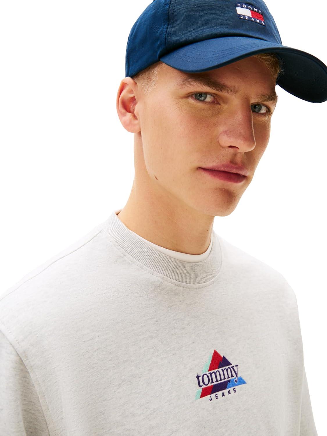 imageTommy Jeans mens Medium Weight Crewneck Sweatshirt With Embroidered Archival LogoIce Grey Heather