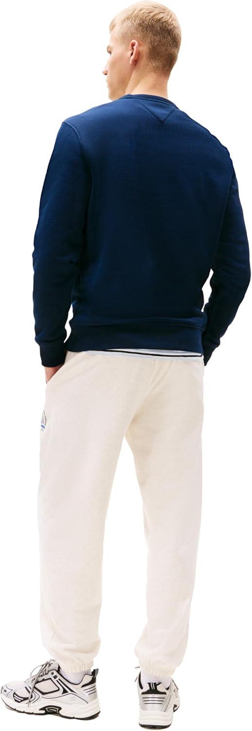 imageTommy Jeans mens Medium Weight Crewneck Sweatshirt With Embroidered Flag LogoDark Night Navy