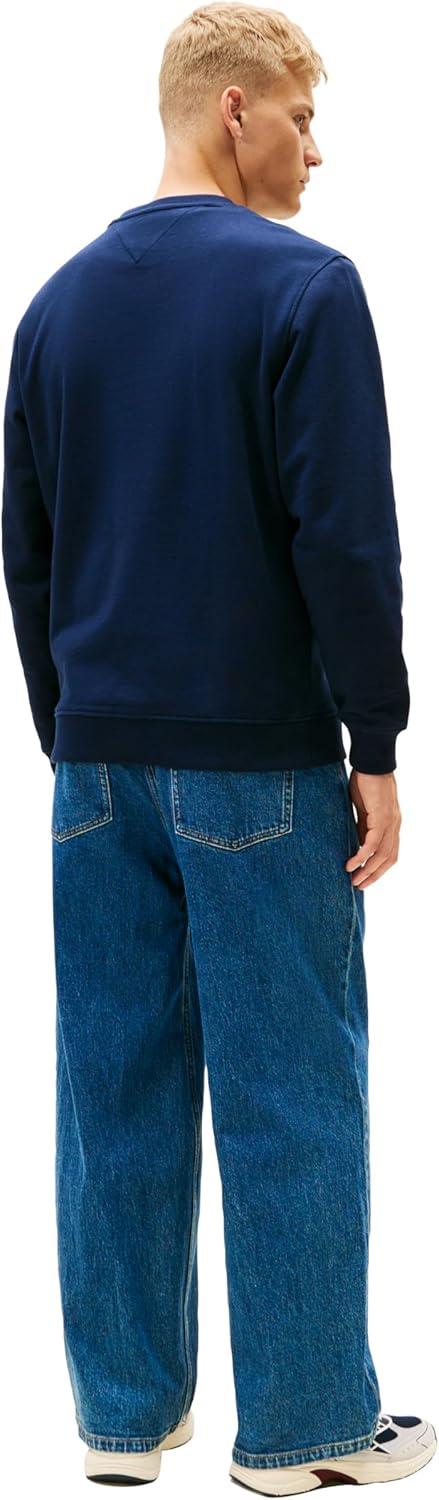 imageTommy Jeans mens Medium Weight Crewneck Sweatshirt With Printed Flag LogoDark Night Navy