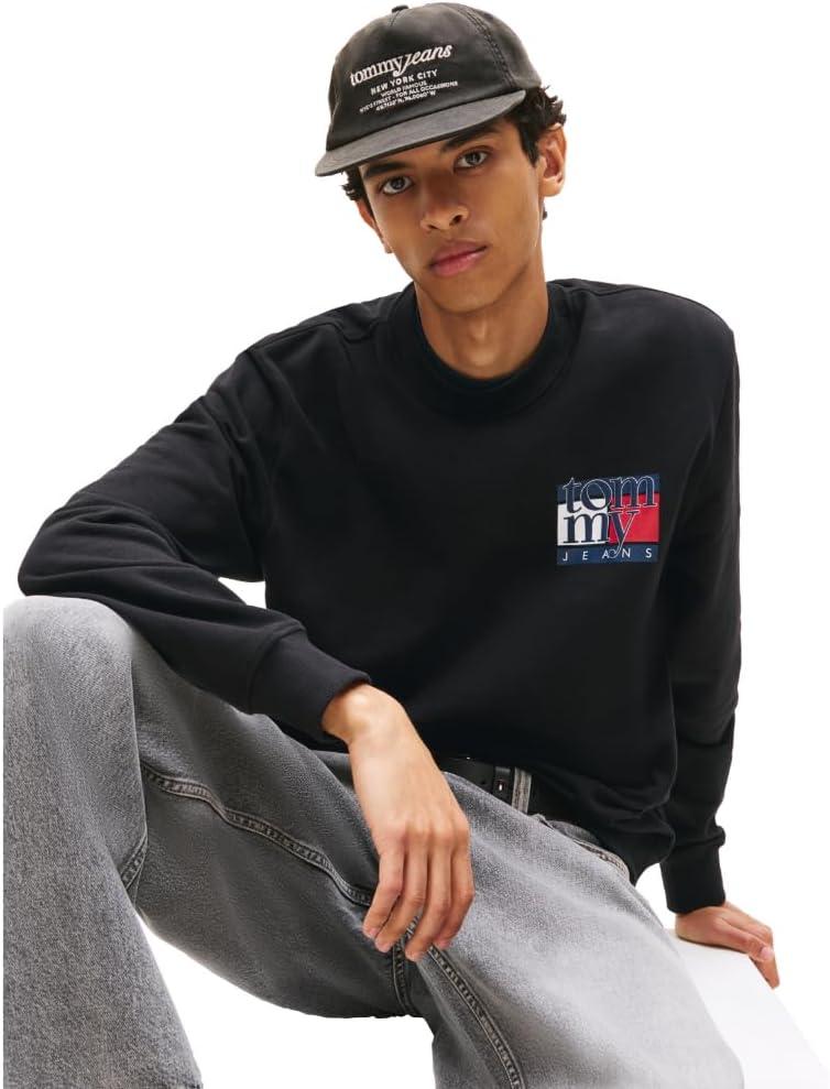 imageTommy Jeans mens Medium Weight Crewneck Sweatshirt With Printed LogoBlack