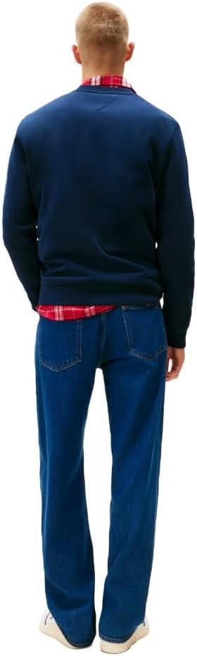 imageTommy Jeans mens Medium Weight Crewneck Sweatshirt With Printed LogoDark Night Navy
