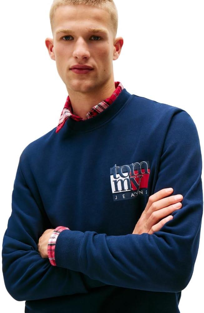 imageTommy Jeans mens Medium Weight Crewneck Sweatshirt With Printed LogoDark Night Navy