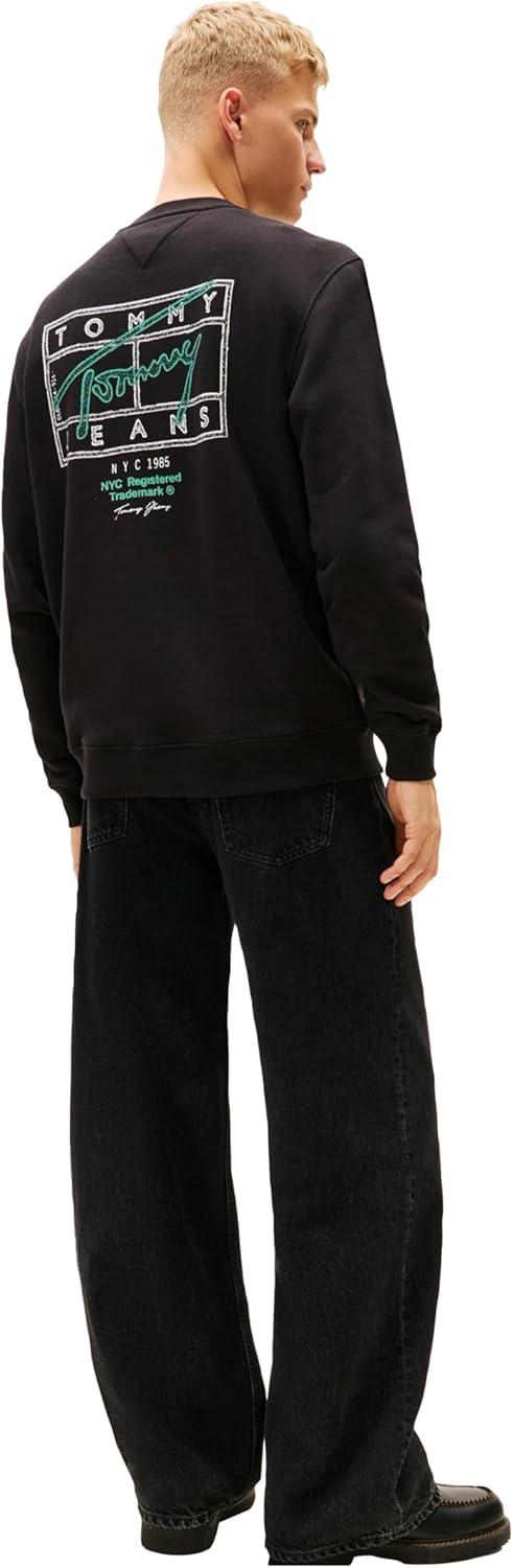 imageTommy Jeans mens Medium Weight Crewneck Sweatshirt With Signature Printed Archival GraphicBlack
