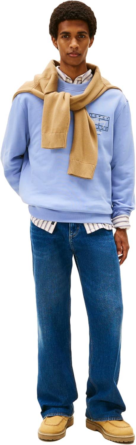 imageTommy Jeans mens Medium Weight Crewneck Sweatshirt With Signature Printed Archival GraphicNordic Iris
