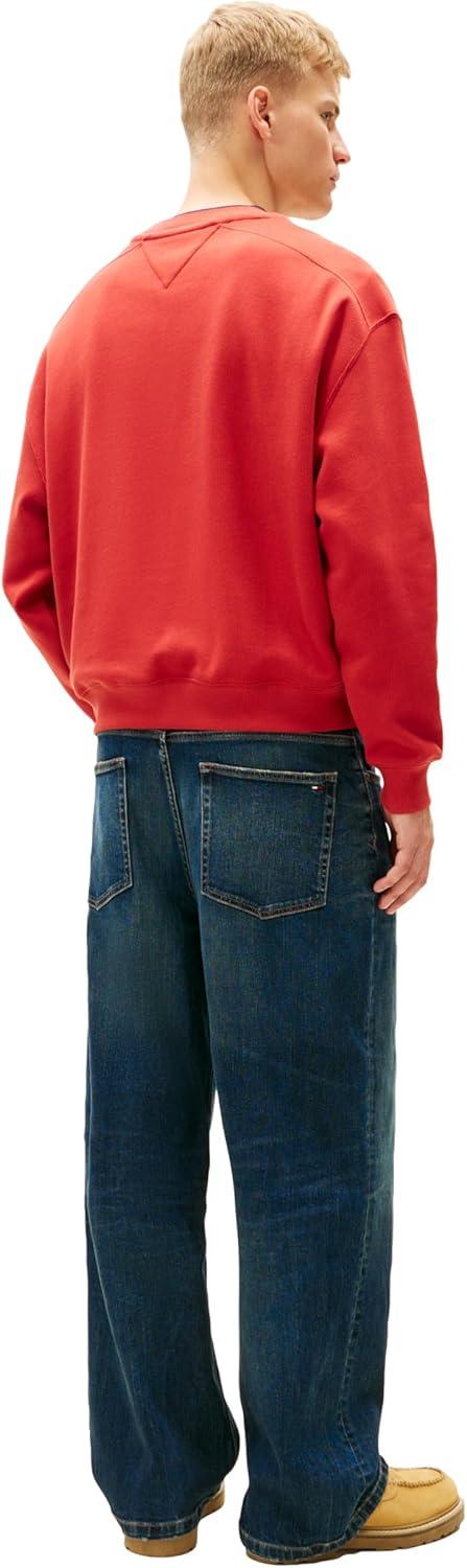 imageTommy Jeans mens Medium Weight Crewneck Sweatshirt With Twotone Embroidered LogoTerracotta Red