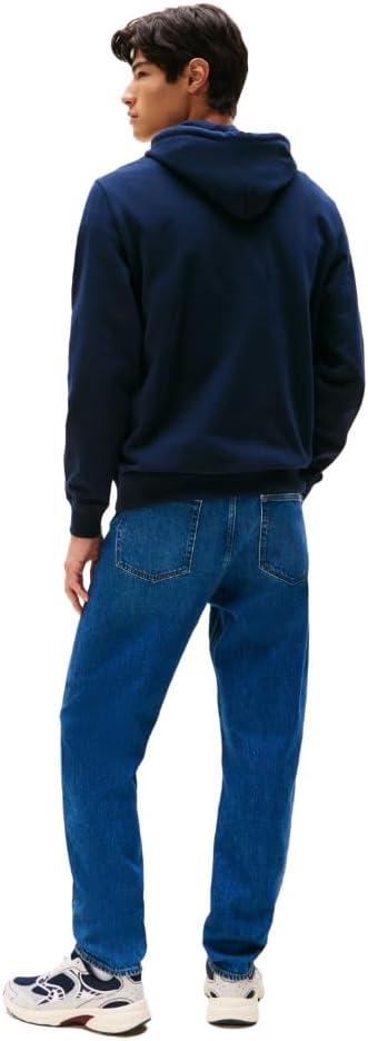 imageTommy Jeans mens Medium Weight Hoodie Sweatshirt With Printed Flag LogoDark Night Navy