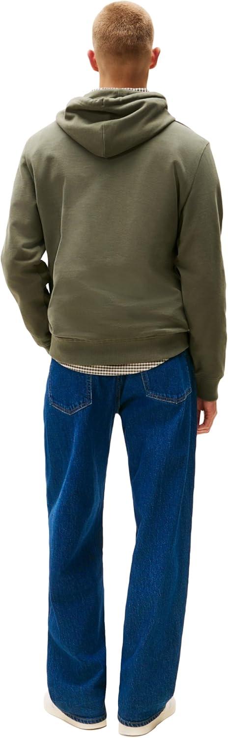 imageTommy Jeans mens Medium Weight Hoodie Sweatshirt With Printed Flag LogoPewter Green