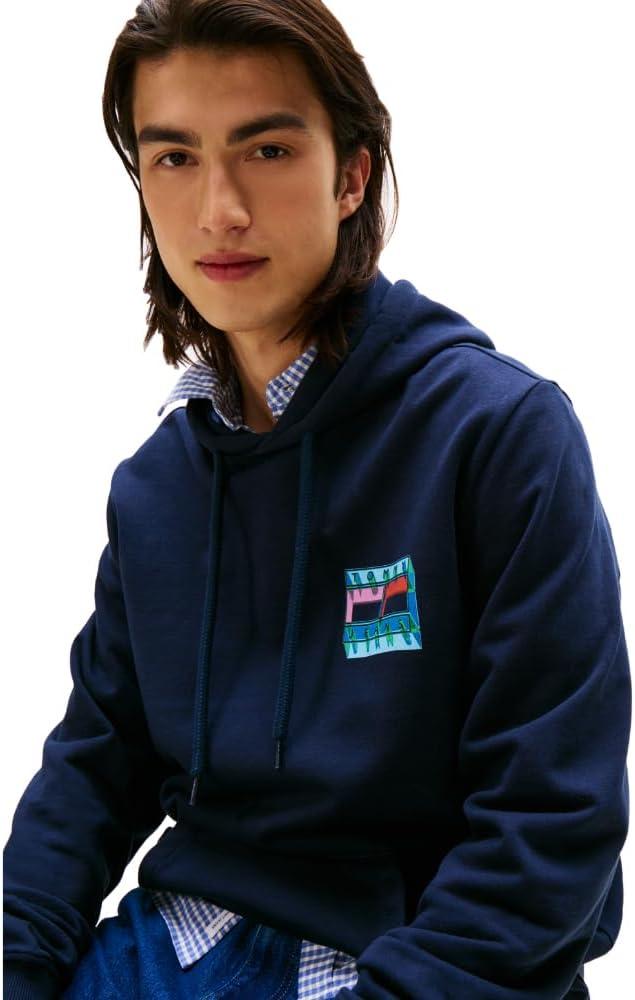 imageTommy Jeans mens Medium Weight Hoodie Sweatshirt With Printed LogoDark Night Navy