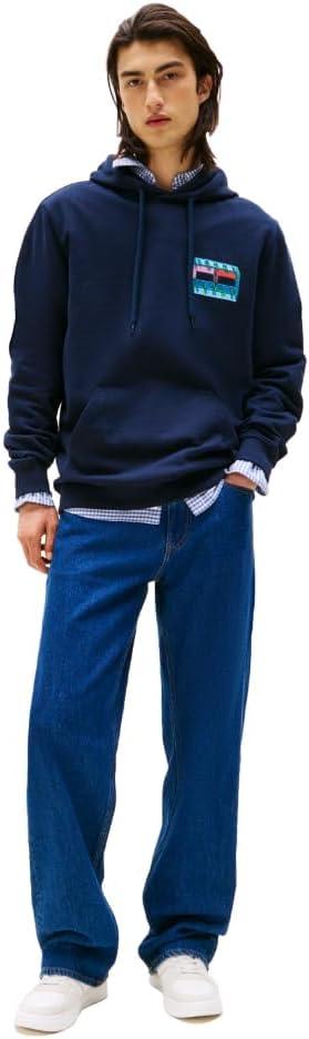 imageTommy Jeans mens Medium Weight Hoodie Sweatshirt With Printed LogoDark Night Navy