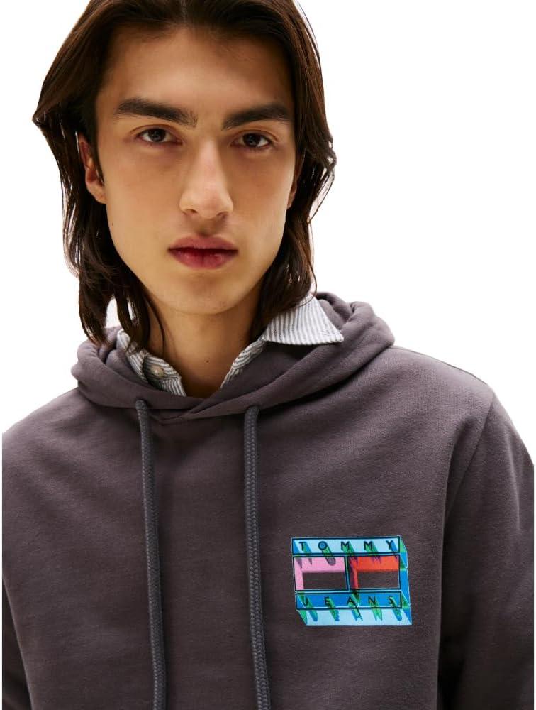 imageTommy Jeans mens Medium Weight Hoodie Sweatshirt With Printed LogoWashed Black