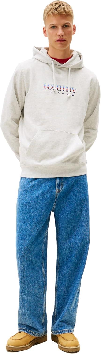 imageTommy Jeans mens Medium Weight Hoodie Sweatshirt With Signature Printed Archival GraphicIce Grey Heather