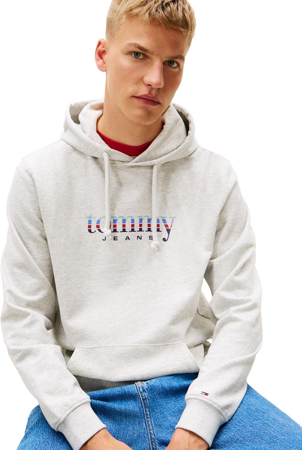 imageTommy Jeans mens Medium Weight Hoodie Sweatshirt With Signature Printed Archival GraphicIce Grey Heather
