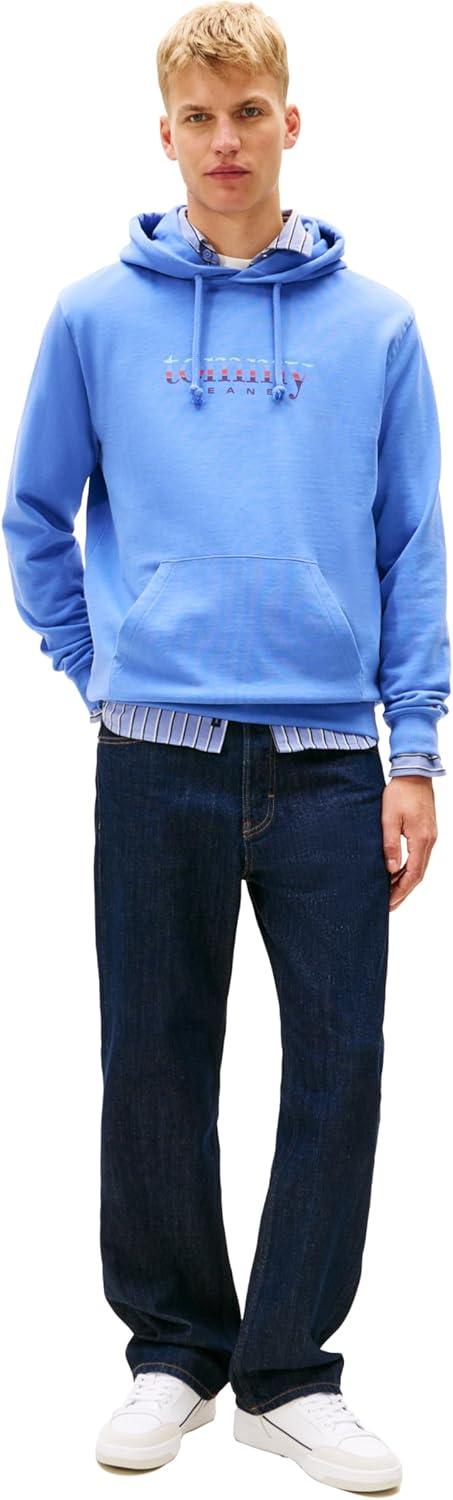 imageTommy Jeans mens Medium Weight Hoodie Sweatshirt With Signature Printed Archival GraphicLight Horizon Blue