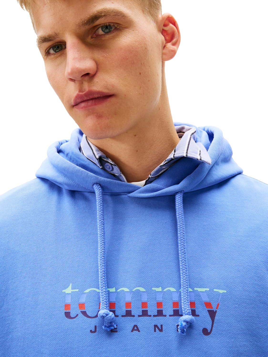 imageTommy Jeans mens Medium Weight Hoodie Sweatshirt With Signature Printed Archival GraphicLight Horizon Blue