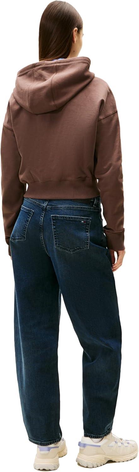 imageTommy Jeans womens Medium Weight Cropped Zip Up Hoodie With Embroidered Flag LogoBlack Walnut