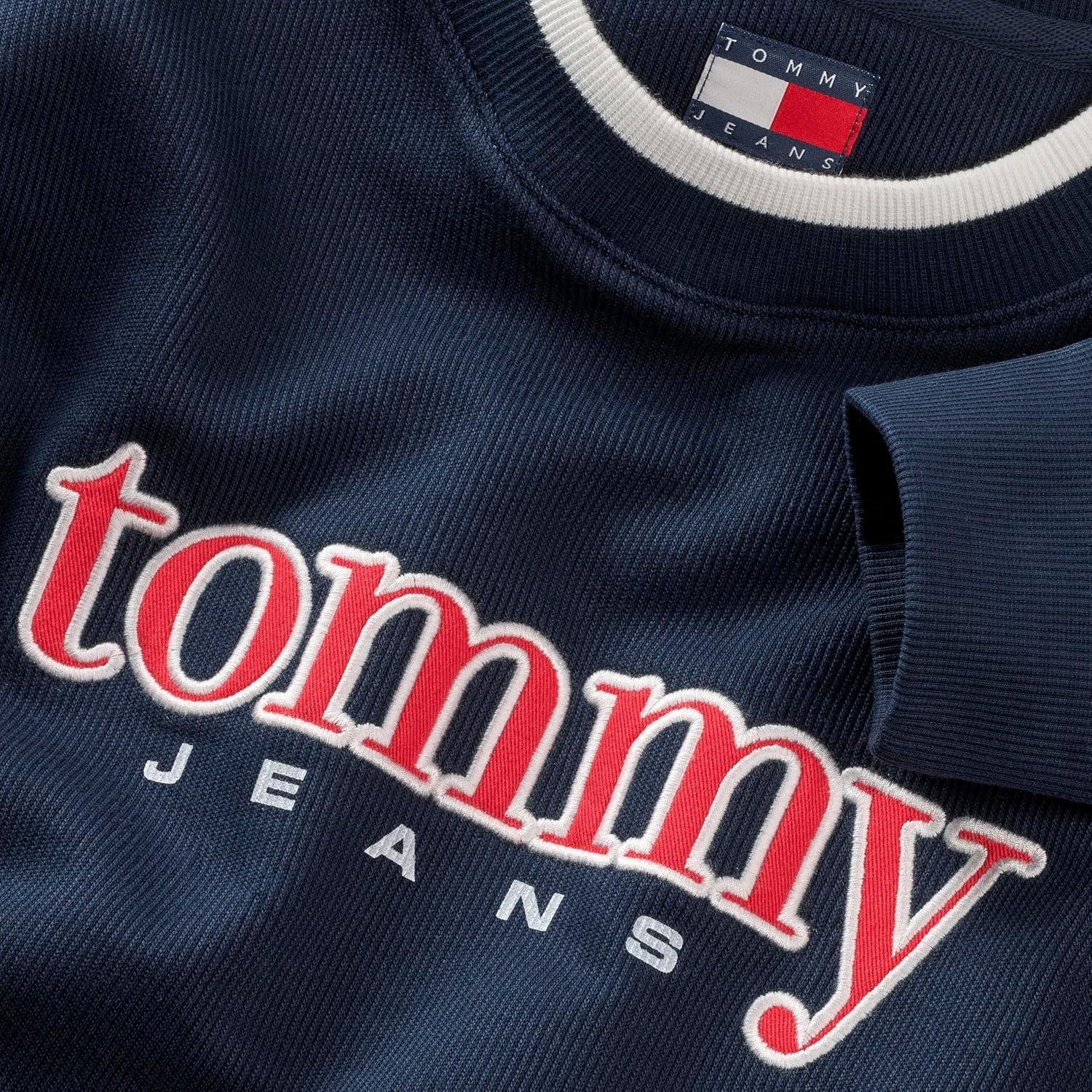 imageTommy Jeans womens Medium Weight Pullover Crewneck With Applique Logo DetailDark Night Navy