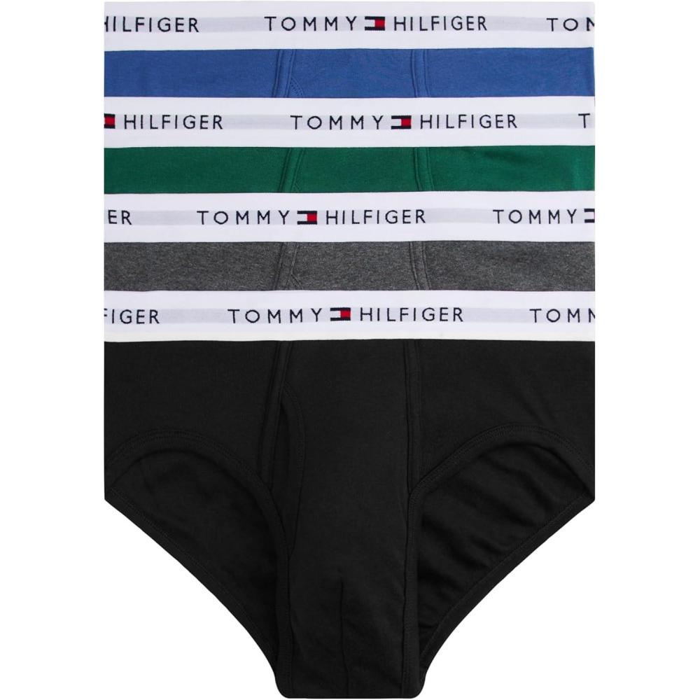 imageTommy Hilfiger Mens Cotton Classic 4Pack BriefRed Navy Blue Ocean Grey Multi