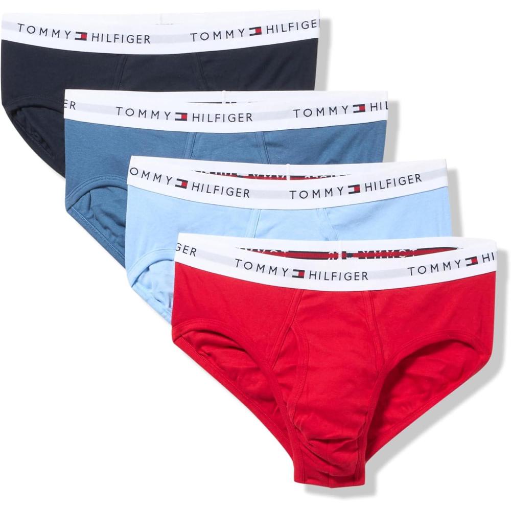 imageTommy Hilfiger Mens Cotton Classic 4Pack BriefRomantic Blue Primary Red North Sky Blue Navy
