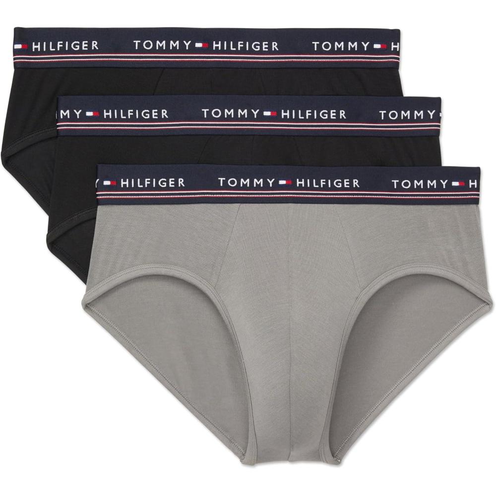 imageTommy Hilfiger Mens Modal 3Pack BriefPewter Grey Black Black