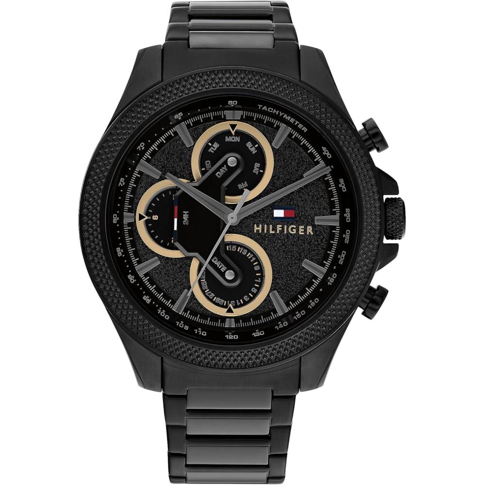 imageTommy Hilfiger Mens Multifunction Quartz Watch 46mm Stainless Steel Case RacingInspired Design 5 ATM Water Resistant Elegant Modern Timepiece Gift for HimBlack