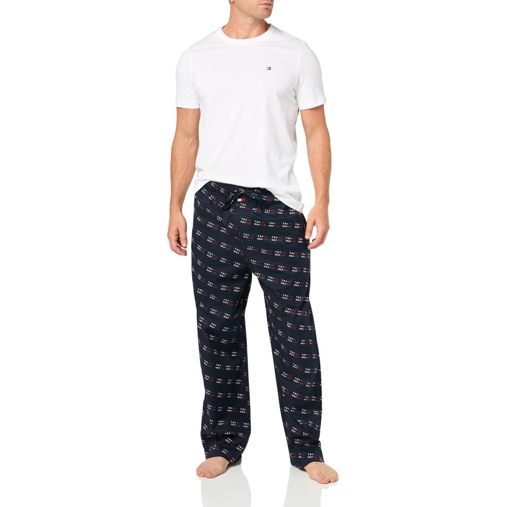 imageTommy Hilfiger Mens Poplin Sleep SetWhite Navy Logo Print