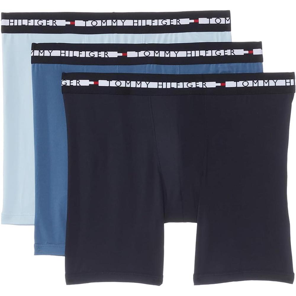 imageTommy Hilfiger mens Comfort Plus 3pack Boxer BriefBreezy Blue North Sky Blue Navy