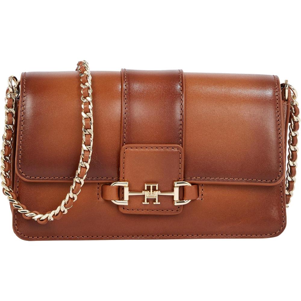 imageTommy Hilfiger womens Heritage Leather Crossbody Bag With Chain Crossbody StrapBurnished Tan