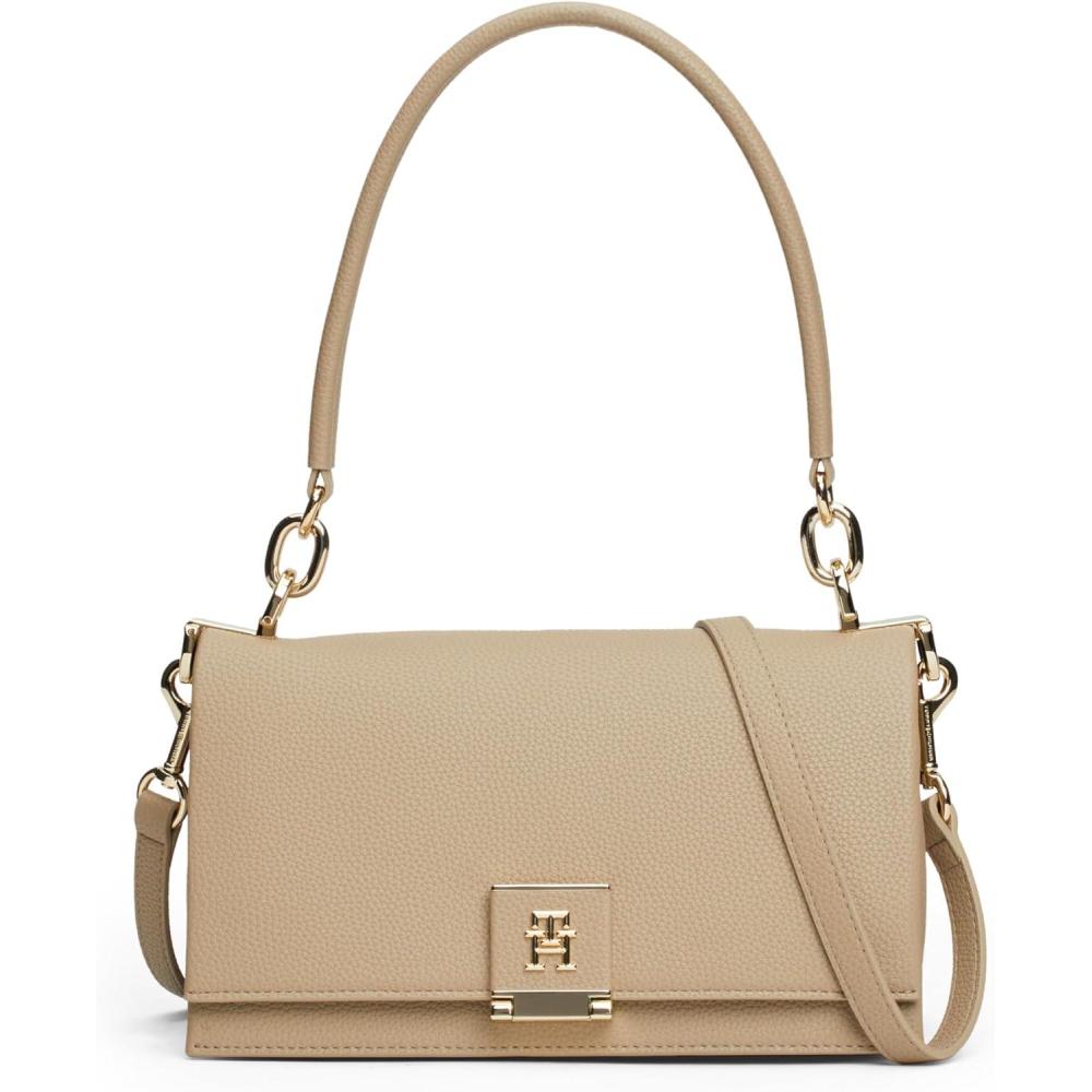 imageTommy Hilfiger womens Leather Shoulder Bag With Removable Crossbody StrapBeige