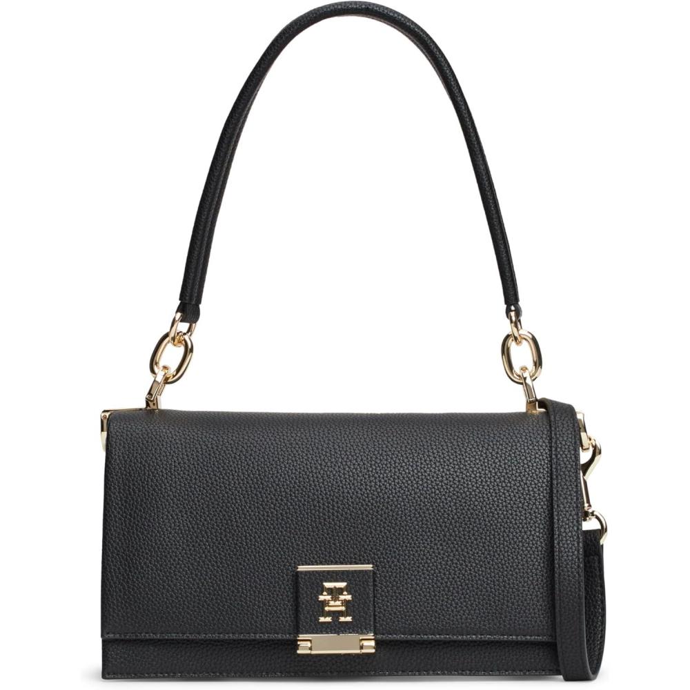 imageTommy Hilfiger womens Leather Shoulder Bag With Removable Crossbody StrapBlack