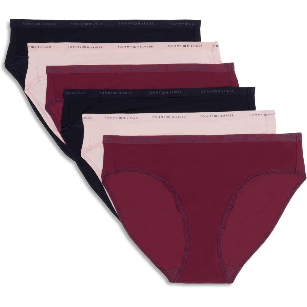 imageTommy Hilfiger womens Logo Waistband Micro Bikini 6 PackWindsor WineBalanced BeigeBlack