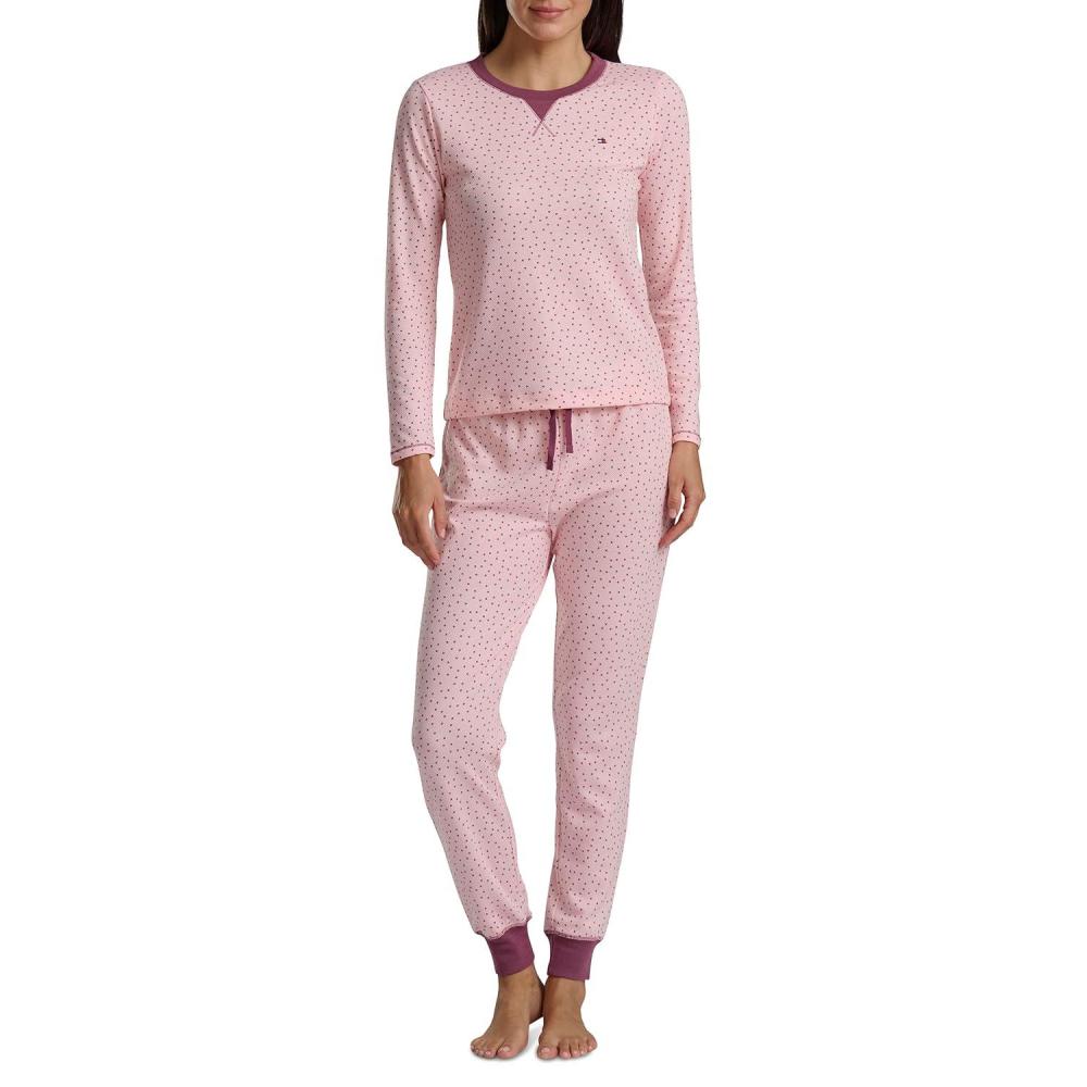 imageTommy Hilfiger womens Printed Crewneck Thermal Sleep SetAlmond Blossom Starry Ditz
