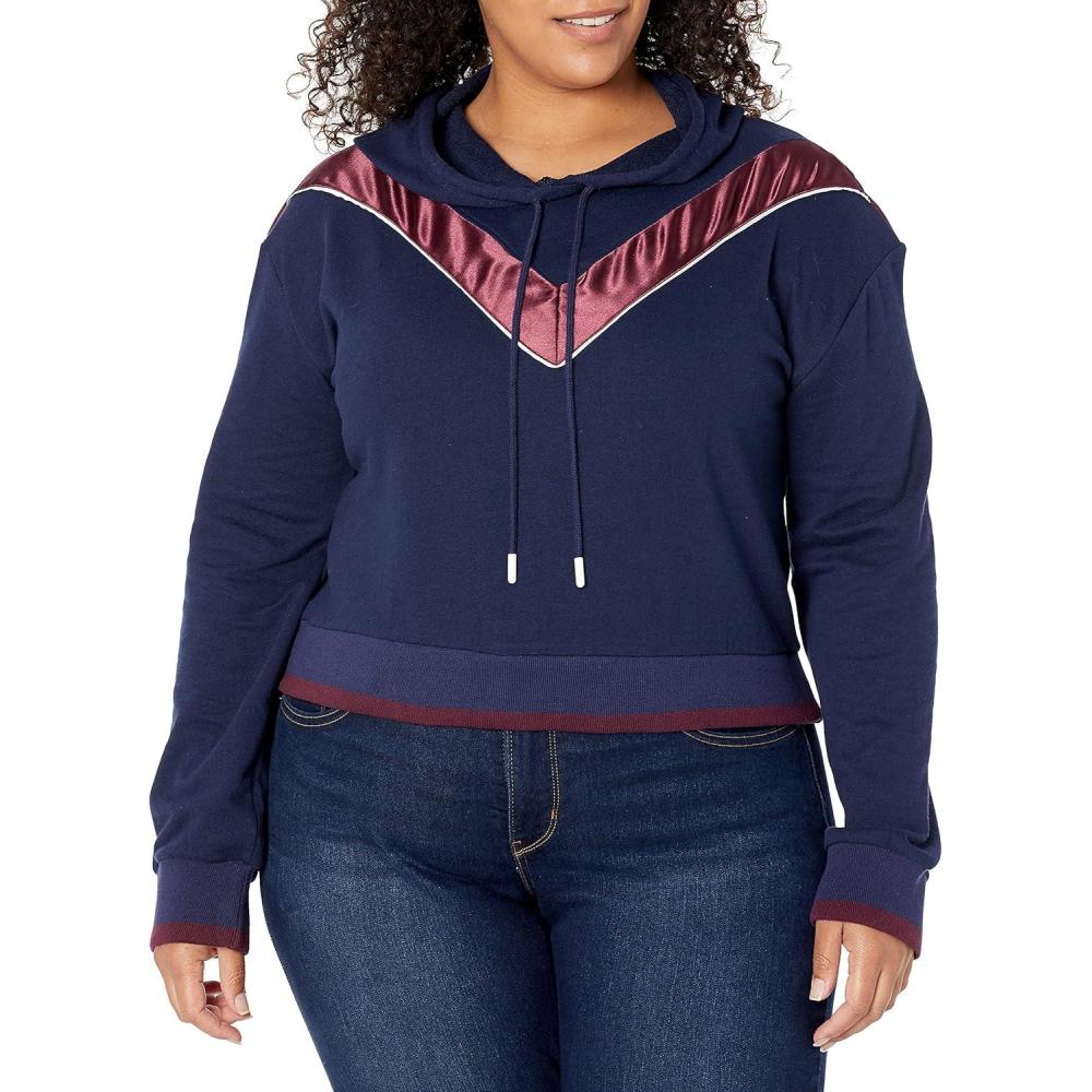 imageTommy Hilfiger womens Womens Lounge Sleep Sweatshirt HoodiePeacoat Satin Trim