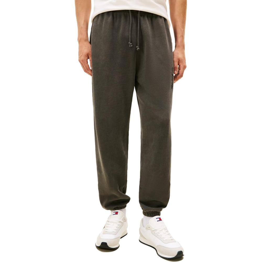 imageTommy Jeans Mens Casual Cotton Jogger Sweatpants with Tonal Embroidered LogoBlack