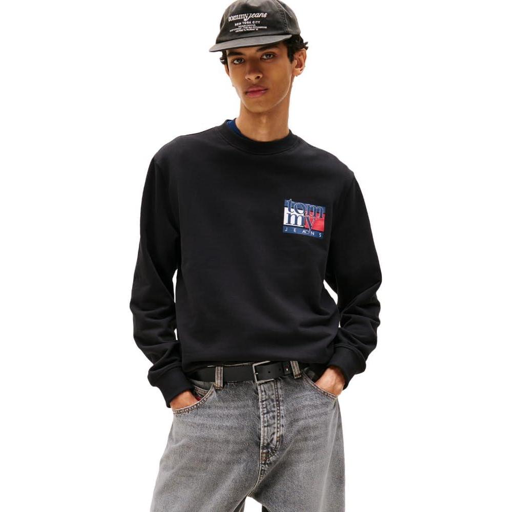 imageTommy Jeans mens Medium Weight Crewneck Sweatshirt With Printed LogoBlack