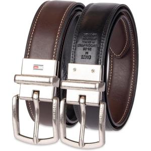 Tommy Hilfiger Big Boys’ Two-in-One Reversible Dress Belt(Brown/Black Logo)