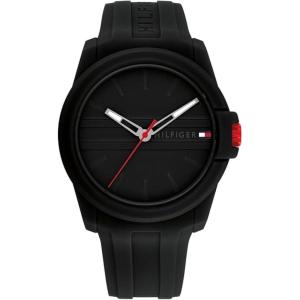 Tommy Hilfiger Men’s 3-Hand Quartz Watch – Casual Sport Style, Silicone Strap, Water-Resistant to 50 Meters, Everyday Fashion Wristwatch, Gift for Him – 44mm(Black)