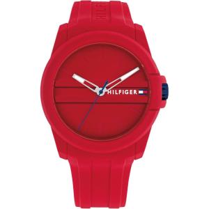 Tommy Hilfiger Men’s 3-Hand Quartz Watch – Casual Sport Style, Silicone Strap, Water-Resistant to 50 Meters, Everyday Fashion Wristwatch, Gift for Him – 44mm(Red)