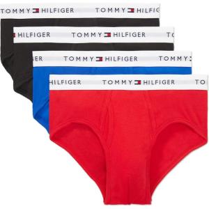 Tommy Hilfiger Men’s Cotton Classic 4-Pack Brief(2 Black  1 Primary Red  1 Persian Blue)
