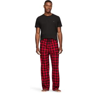 Tommy Hilfiger Men’s Cozy Fleece Sleep Set(Black  Buffalo Plaid)