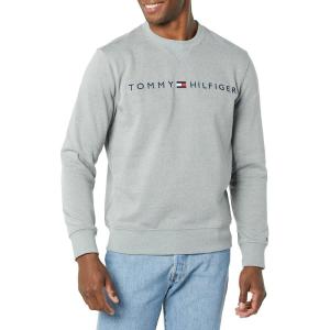 Tommy Hilfiger Men’s Long Sleeve Logo Crewneck Sweatshirt(B13 Grey Heather)
