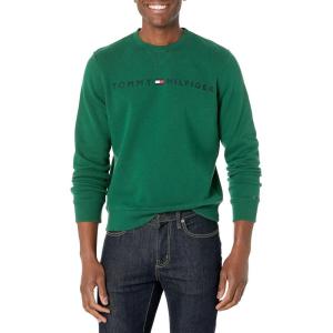 Tommy Hilfiger Men’s Long Sleeve Logo Crewneck Sweatshirt(Darkened Emerald)