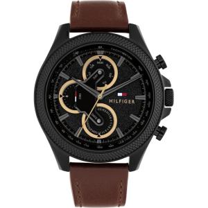 Tommy Hilfiger Men’s Multifunction Quartz Watch – 46mm Stainless Steel Case, Racing-Inspired Design, 5 ATM Water Resistant, Elegant Modern Timepiece, Gift for Him(Brown)