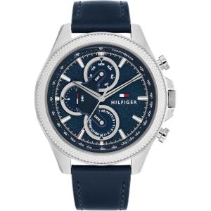 Tommy Hilfiger Men’s Multifunction Quartz Watch – 46mm Stainless Steel Case, Racing-Inspired Design, 5 ATM Water Resistant, Elegant Modern Timepiece, Gift for Him(Blue)