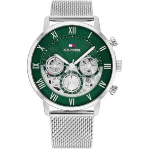 Tommy Hilfiger Men’s Multifunction Quartz Watch – Classic Roman Numerals, Open-Heart Dial, Modern Dress Watch, Gift for Him(Green)