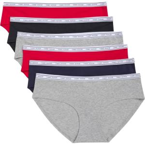 Tommy Hilfiger Women’s Cotton Hipster Panty Multipack(Heather Grey/Navy /Red /Black)